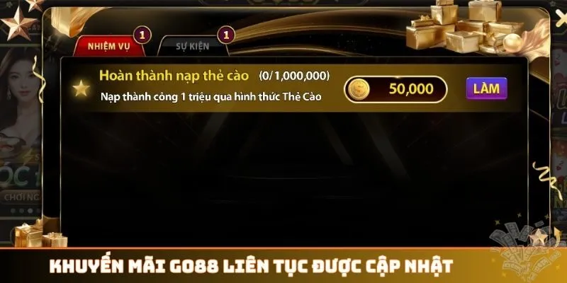 Khuyến mãi GO88 liên tục được cập nhật