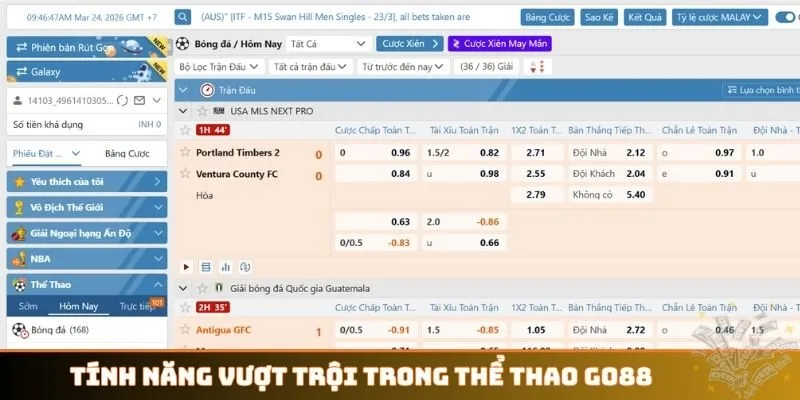 Tính năng vượt trội trong thể thao GO88